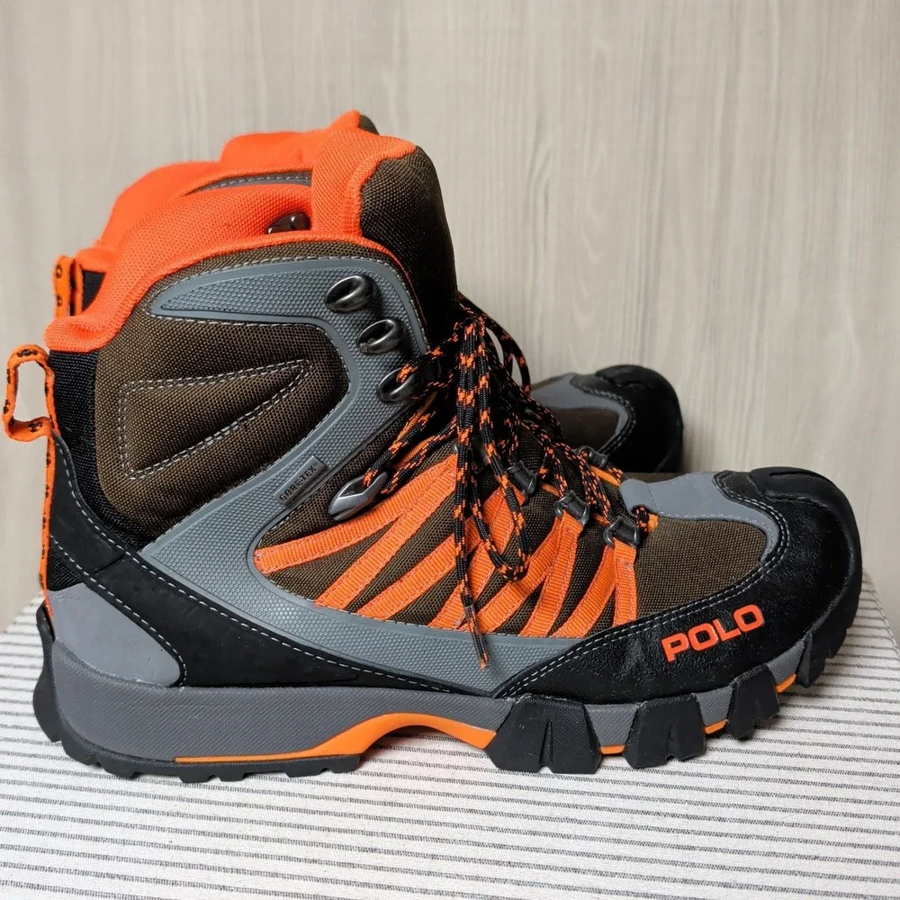 Polo‎ Ralph Lauren Canterwood Upper Hiking Boots Mens 10 Brown Orange Gore-Tex